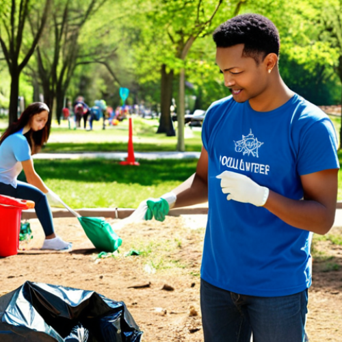 Home 14 **
Prompt: *Community members participating in a volunteer cleanup event, picking up trash in a park. Focus on positive action and community involvement. Diverse group of people, bright sunny day.*
**