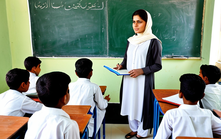 Education & Empowerment**
"A female teacher in Pakistan, fully clothed in a modest shalwar kameez, teaching a classroom of diverse students. Bright and engaging learning environment, textbooks and technology visible. Focus on empowerment through education. Safe for work, appropriate content, professional, family-friendly, perfect anatomy, correct proportions, natural pose."
**