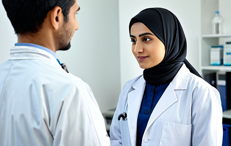**
"A professional Pakistani female doctor in a modest hijab and lab coat, consulting with a patient in a modern, well-lit clinic. Focus on a compassionate expression and the doctor-patient interaction. Safe for work, appropriate content, fully clothed, professional, perfect anatomy, natural proportions, family-friendly."
**