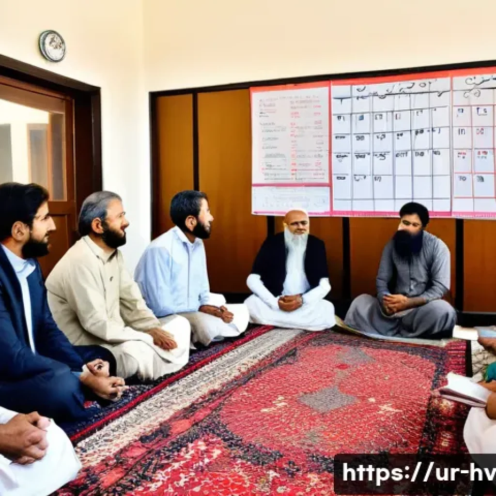 소셜 임팩트 측정의 성과 관리 - A detailed scene of a diverse Urdu-speaking community workshop in Pakistan, featuring men and women ...