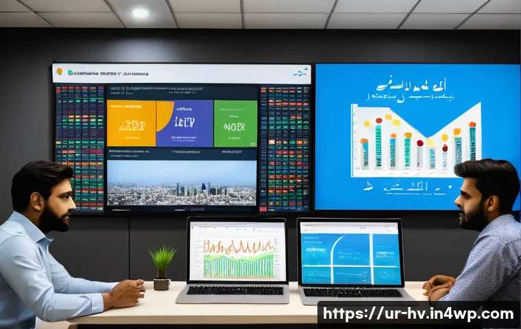 소셜 임팩트 측정에 대한 피드백 시스템 - A detailed, vibrant office setting in Karachi where a diverse team of professionals is collaborative...