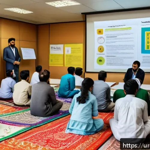 Home 31 소셜 임팩트 측정의 정보 전달 전략 - A professional social impact workshop scene set in Pakistan, featuring diverse community members inc...